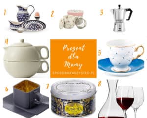 1. Ceramic Polish Pottery Zestaw kawowy z dzbankiem i talerzami, unikalne wzory, idealne na prezent.