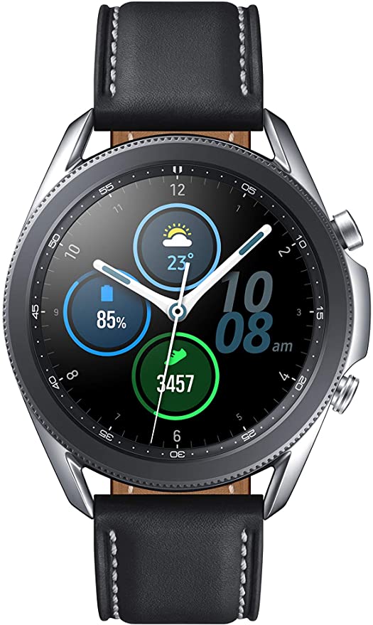 Smartwatch z funkcjami zdrowotnymi i pogodą.
